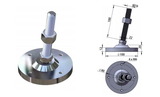 M16 Maszyna Regulowane nóżki poziomujące Heavy Duty Niwelator nóg 10 * 2 cm Pad Anti Erosion