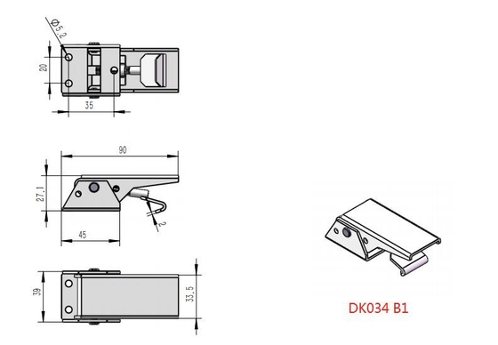 DK034B1 Stalowy regulowany zatrzask dźwigniowy do zastosowań przemysłowych Heavy Duty